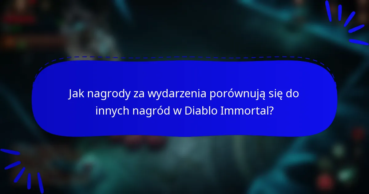 Jak nagrody za wydarzenia porównują się do innych nagród w Diablo Immortal?